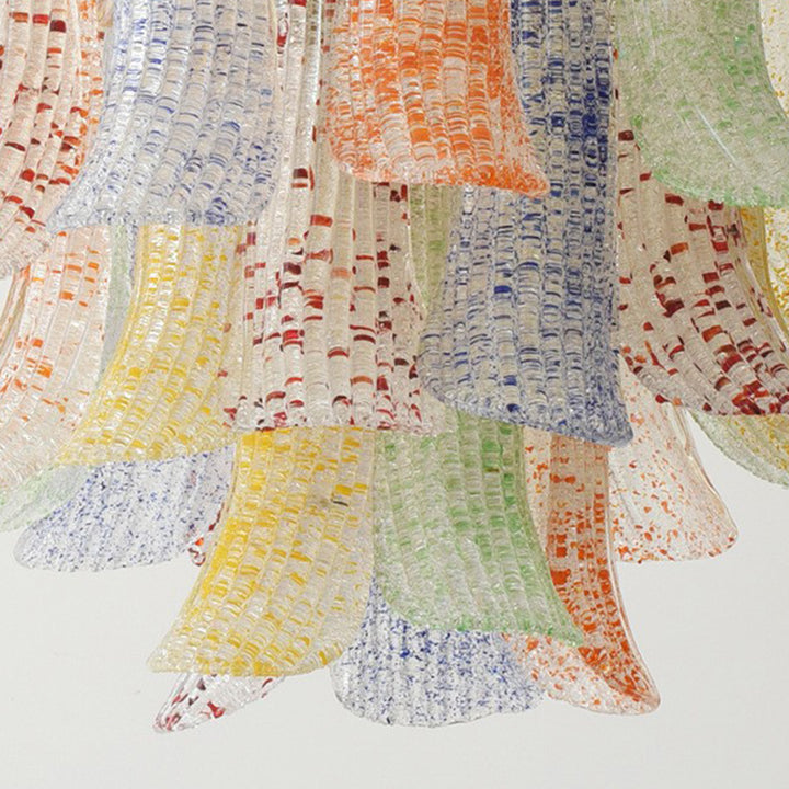Lustre rond en fer et verre coloré traditionnel français à 5/6 lumières pour salon 