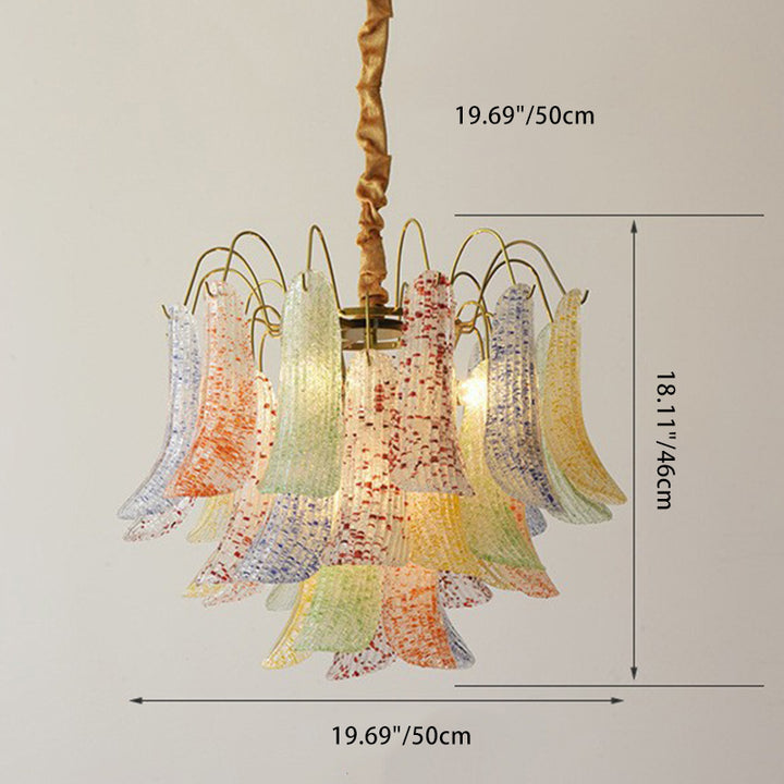 Lustre rond en fer et verre coloré traditionnel français à 5/6 lumières pour salon 