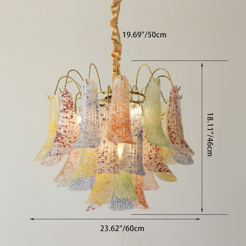 Lustre rond en fer et verre coloré traditionnel français à 5/6 lumières pour salon 