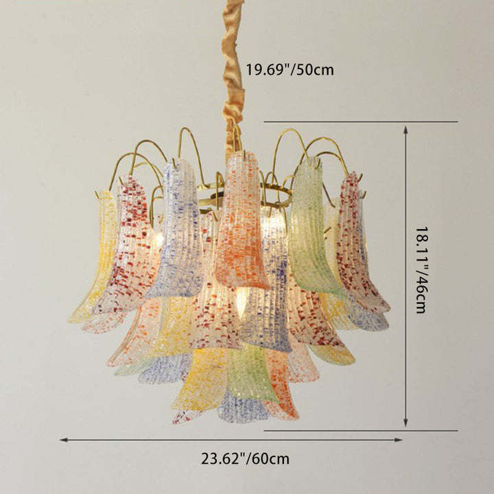 Lustre rond en fer et verre coloré traditionnel français à 5/6 lumières pour salon 