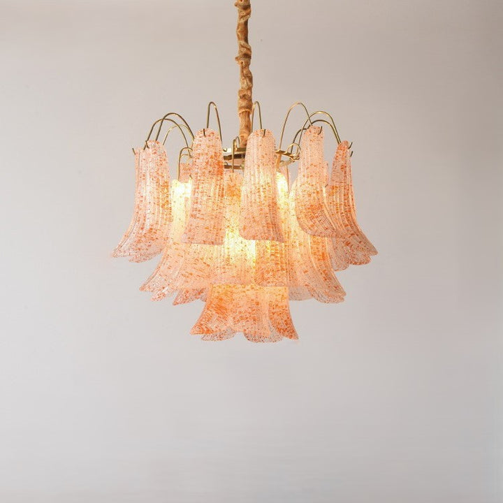 Lustre rond en fer et verre coloré traditionnel français à 5/6 lumières pour salon 