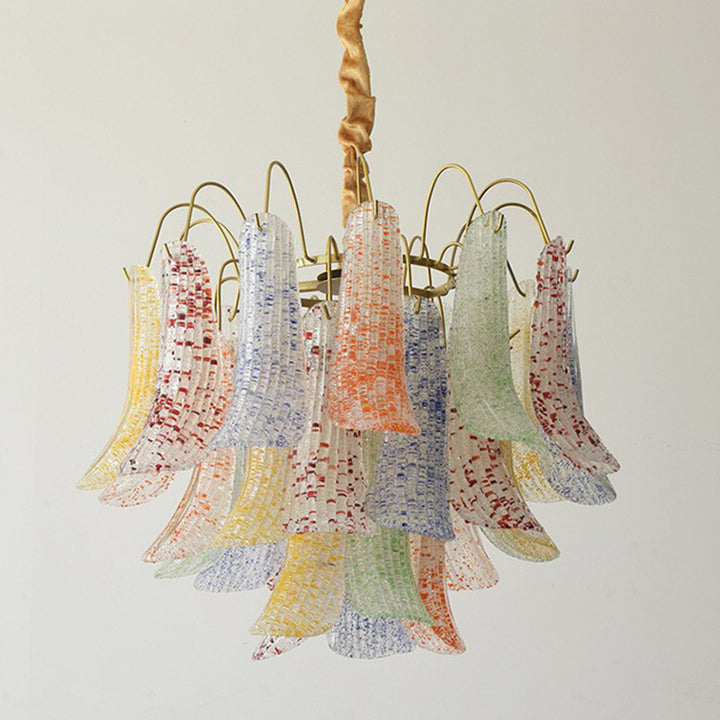 Lustre rond en fer et verre coloré traditionnel français à 5/6 lumières pour salon 