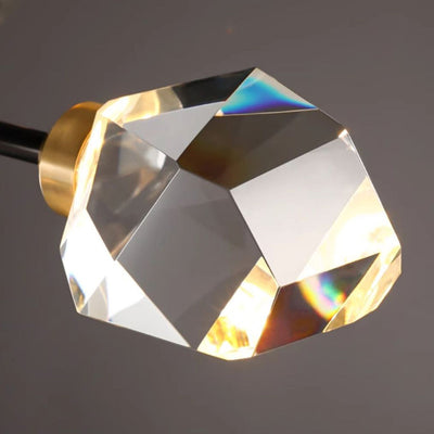 Lustre moderne de luxe rond polygonal en cuivre avec cristaux 6/9/12/15/18 lumières pour salon 
