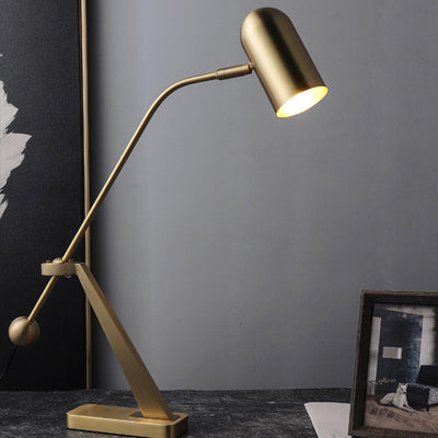 Lampe de table moderne mi-siècle haute sur pied cylindre ronde en métal 1 lumière pour chambre 