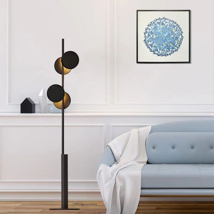 Lampe de sol contemporaine scandinave ronde en fer linéaire à LED pour salon 