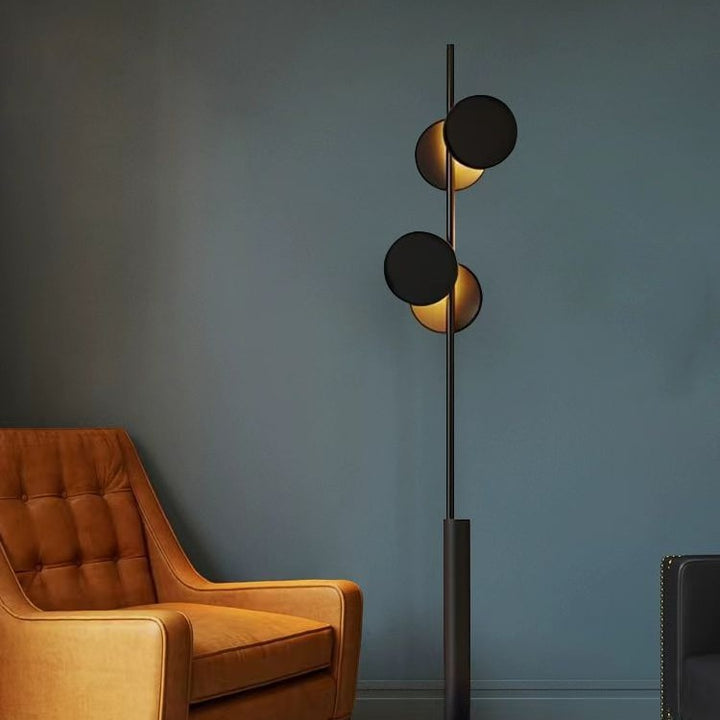 Lampe de sol contemporaine scandinave ronde en fer linéaire à LED pour salon 