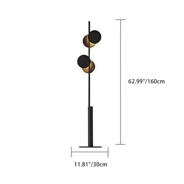 Lampe de sol contemporaine scandinave ronde en fer linéaire à LED pour salon 
