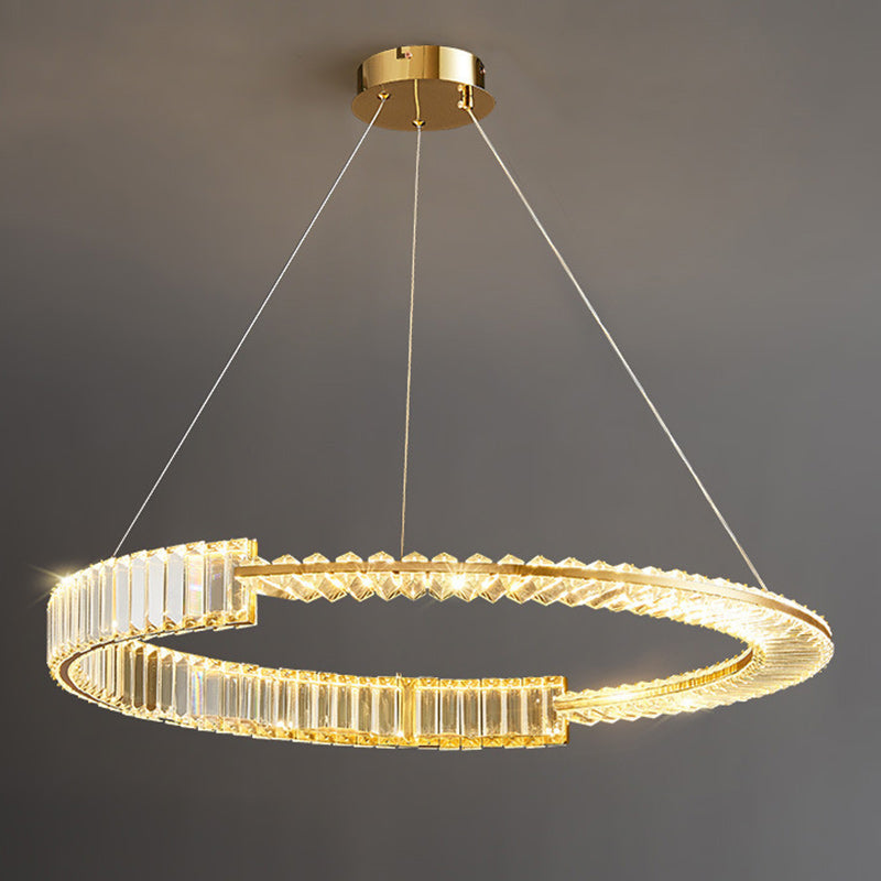 Moderno Lujo Redondo Hardware Cristal LED Candelabro Para Sala de Estar 