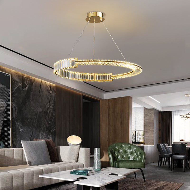 Moderno Lujo Redondo Hardware Cristal LED Candelabro Para Sala de Estar 