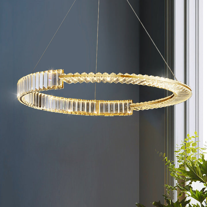 Modern Luxury Round Hardware Crystal LED Chandelier For Living Room