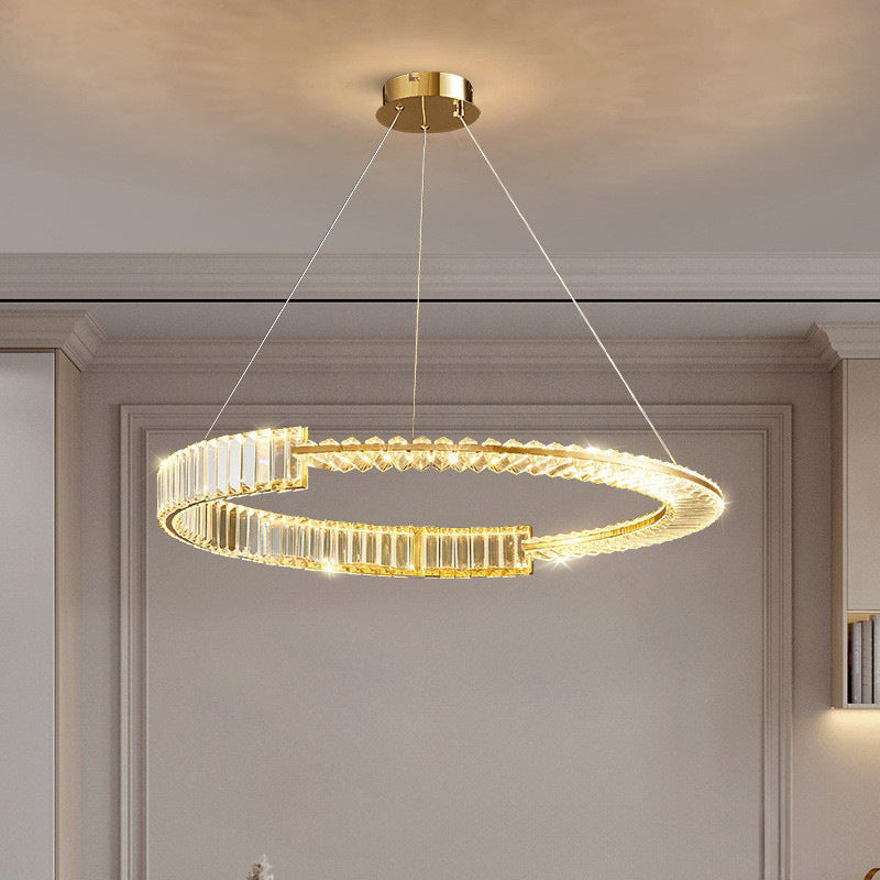 Moderno Lujo Redondo Hardware Cristal LED Candelabro Para Sala de Estar 