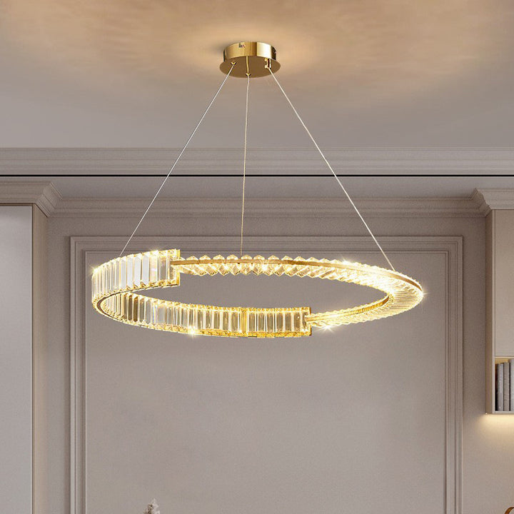 Moderno Lujo Redondo Hardware Cristal LED Candelabro Para Sala de Estar 