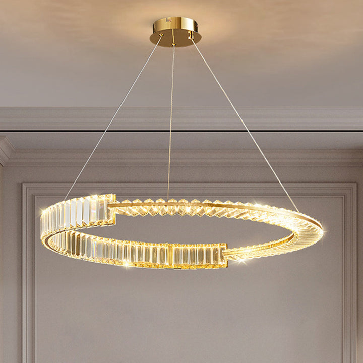 Moderno Lujo Redondo Hardware Cristal LED Candelabro Para Sala de Estar 