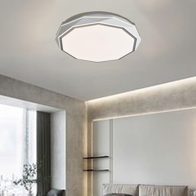 Plafonnier LED en acrylique et fer avec dôme polygonal rond minimaliste moderne pour chambre 