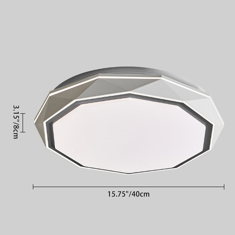 Plafonnier LED en acrylique et fer avec dôme polygonal rond minimaliste moderne pour chambre 