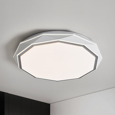 Plafonnier LED en acrylique et fer avec dôme polygonal rond minimaliste moderne pour chambre 