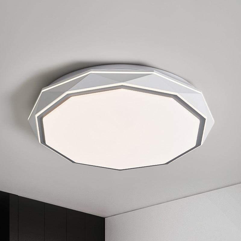 Plafonnier LED en acrylique et fer avec dôme polygonal rond minimaliste moderne pour chambre 