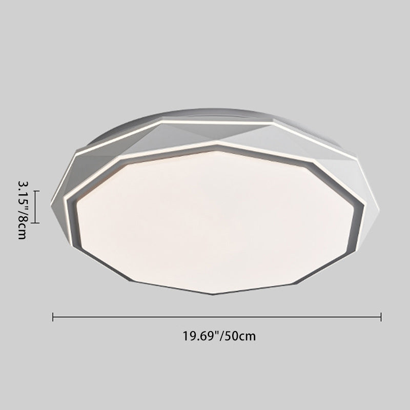 Plafonnier LED en acrylique et fer avec dôme polygonal rond minimaliste moderne pour chambre 