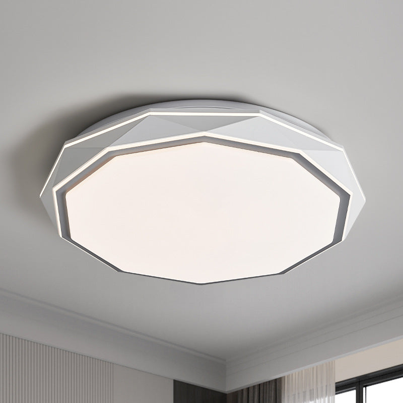 Plafonnier LED en acrylique et fer avec dôme polygonal rond minimaliste moderne pour chambre 