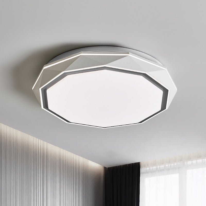 Plafonnier LED en acrylique et fer avec dôme polygonal rond minimaliste moderne pour chambre 
