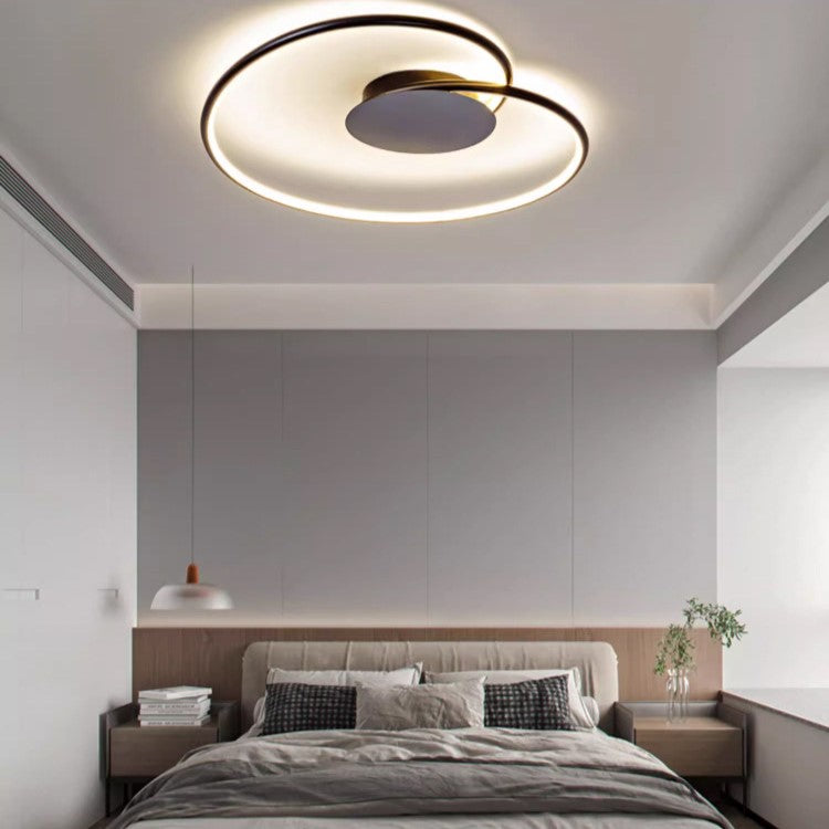 Contemporary Creative Heart Round Iron Aluminum Silicone Semi-Flush Mount Ceiling Light For Bedroom