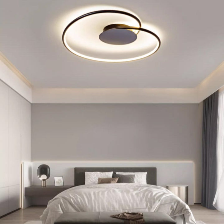 Contemporary Creative Heart Round Iron Aluminum Silicone Semi-Flush Mount Ceiling Light For Bedroom