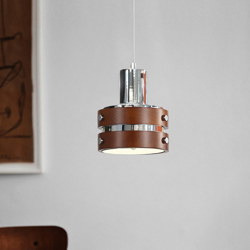 Suspension luminaire 1 lumière en forme de cloche cylindrique ronde vintage traditionnelle en fer pour chambre 
