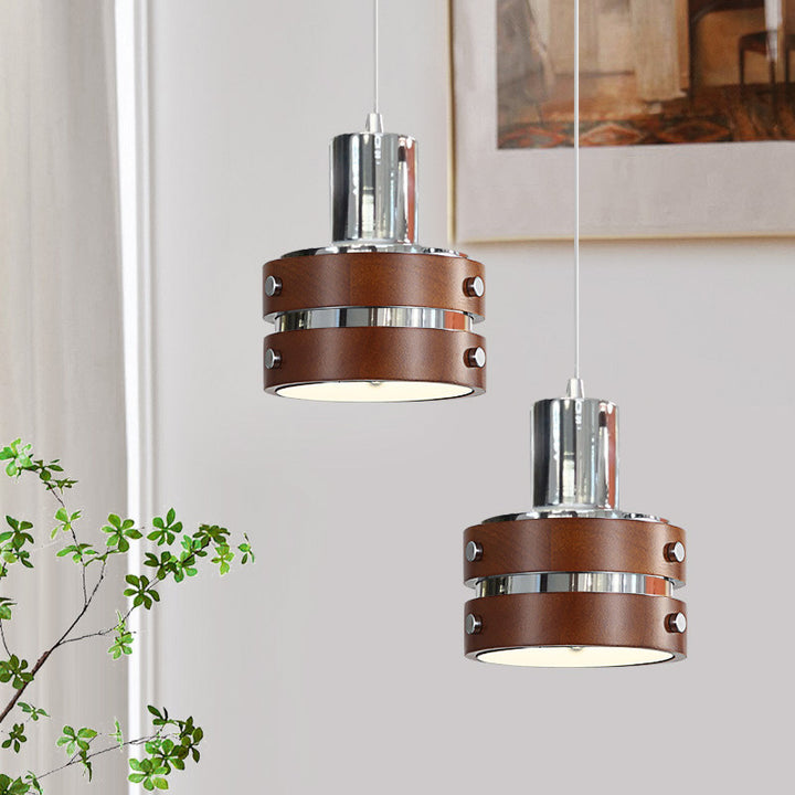 Suspension luminaire 1 lumière en forme de cloche cylindrique ronde vintage traditionnelle en fer pour chambre 