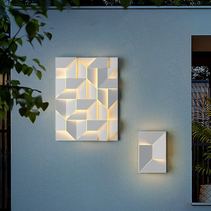 Applique Murale LED en Acier Inoxydable Géométrique Rectangulaire Étanche Solaire Minimaliste Moderne Pour Extérieur 