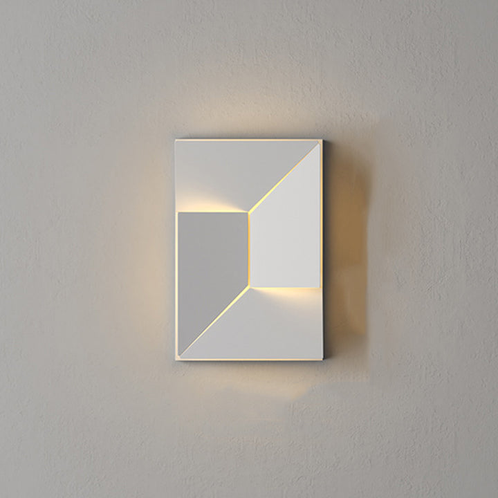 Applique Murale LED en Acier Inoxydable Géométrique Rectangulaire Étanche Solaire Minimaliste Moderne Pour Extérieur 