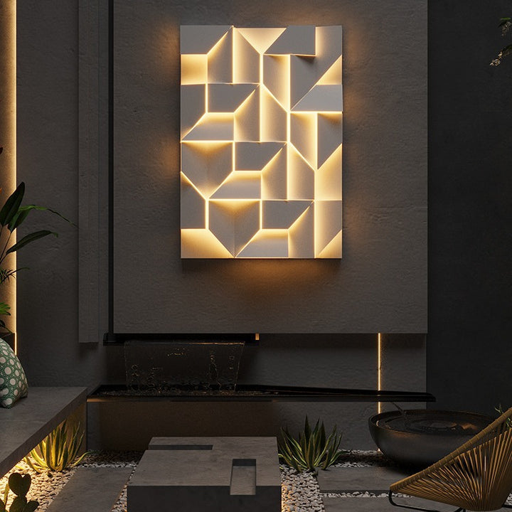 Applique Murale LED en Acier Inoxydable Géométrique Rectangulaire Étanche Solaire Minimaliste Moderne Pour Extérieur 