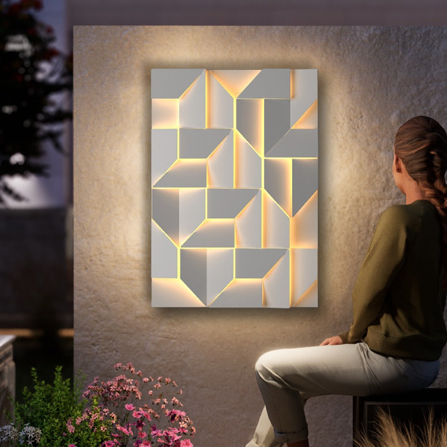 Applique Murale LED en Acier Inoxydable Géométrique Rectangulaire Étanche Solaire Minimaliste Moderne Pour Extérieur 