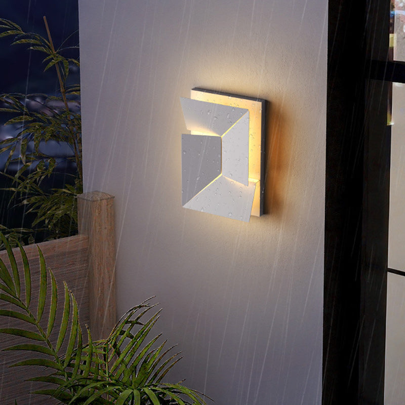Applique Murale LED en Acier Inoxydable Géométrique Rectangulaire Étanche Solaire Minimaliste Moderne Pour Extérieur 
