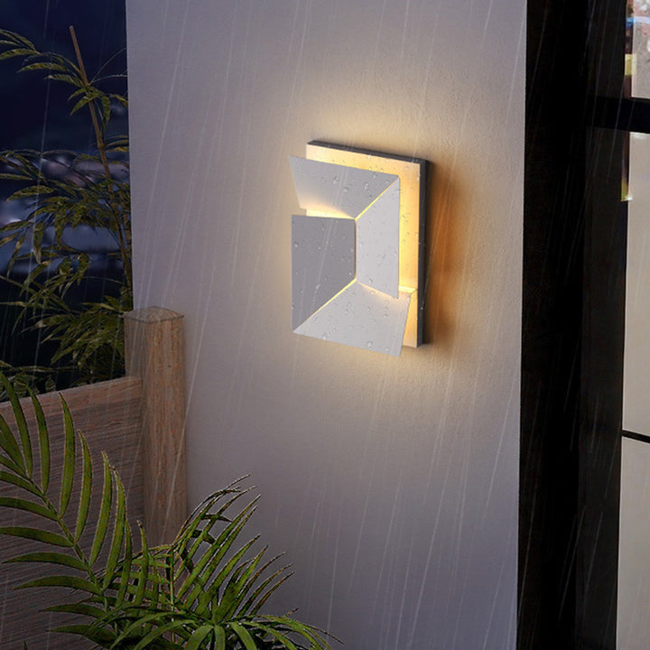 Applique Murale LED en Acier Inoxydable Géométrique Rectangulaire Étanche Solaire Minimaliste Moderne Pour Extérieur 