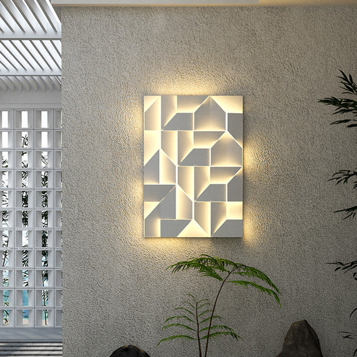 Applique Murale LED en Acier Inoxydable Géométrique Rectangulaire Étanche Solaire Minimaliste Moderne Pour Extérieur 