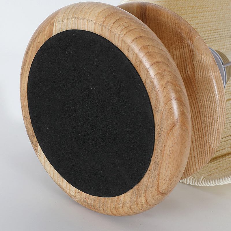 Lampe de table moderne mi-siècle ronde cylindrique en bois de frêne avec corde en papier et matériel à 1 lumière pour chambre 
