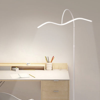 Modern Minimalist Wave Aluminum Iron Silicone LED Standing Floor Lamp For Living Room