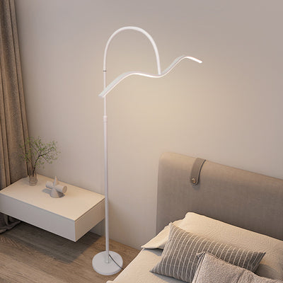 Modern Minimalist Wave Aluminum Iron Silicone LED Standing Floor Lamp For Living Room