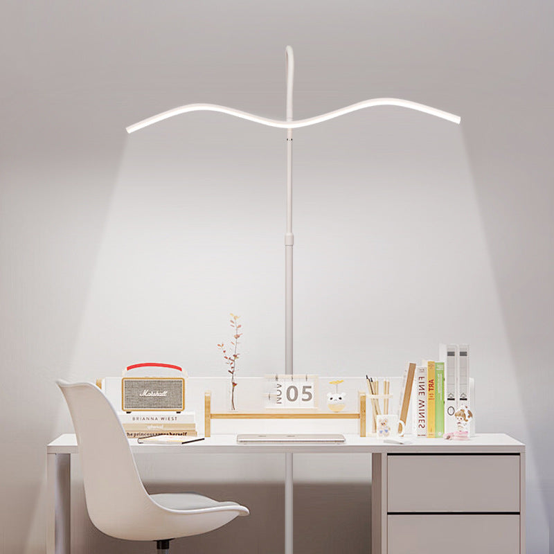Modern Minimalist Wave Aluminum Iron Silicone LED Standing Floor Lamp For Living Room