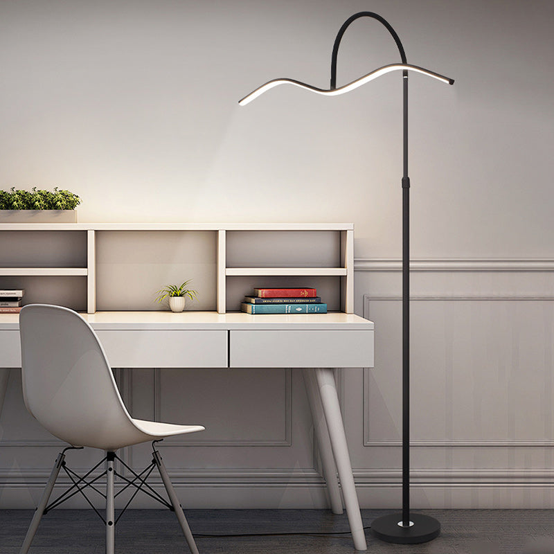 Modern Minimalist Wave Aluminum Iron Silicone LED Standing Floor Lamp For Living Room