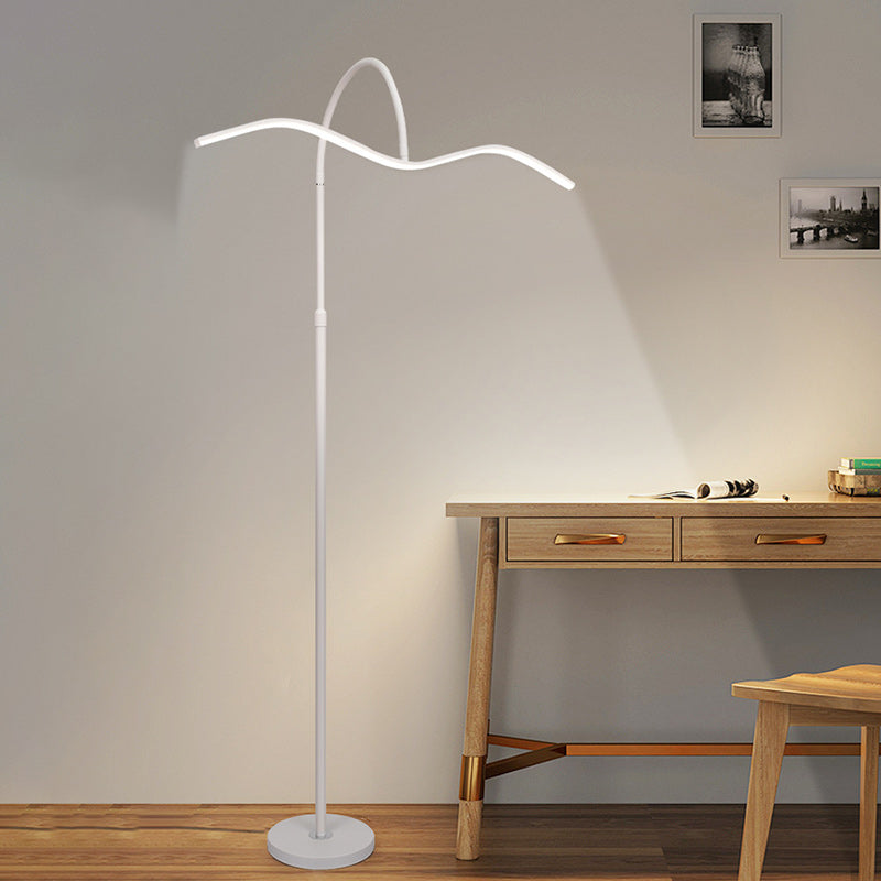Modern Minimalist Wave Aluminum Iron Silicone LED Standing Floor Lamp For Living Room