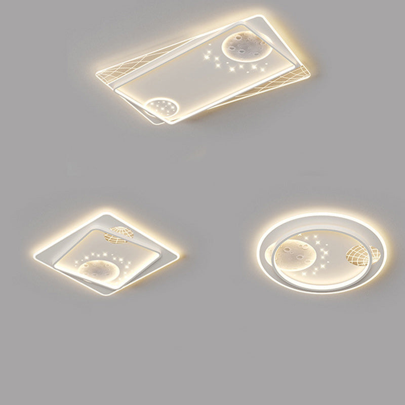 Lampe de plafond LED moderne et créative ronde carrée rectangulaire en fer aluminium silicone résine acrylique pour chambre à coucher 