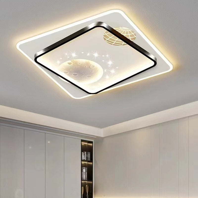 Lampe de plafond LED moderne et créative ronde carrée rectangulaire en fer aluminium silicone résine acrylique pour chambre à coucher 