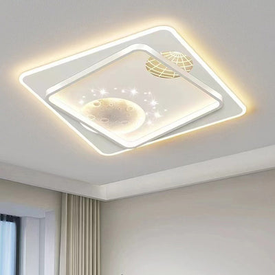 Lampe de plafond LED moderne et créative ronde carrée rectangulaire en fer aluminium silicone résine acrylique pour chambre à coucher 