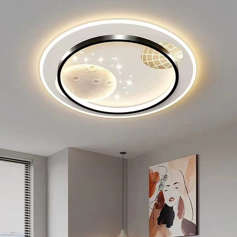 Lampe de plafond LED moderne et créative ronde carrée rectangulaire en fer aluminium silicone résine acrylique pour chambre à coucher 
