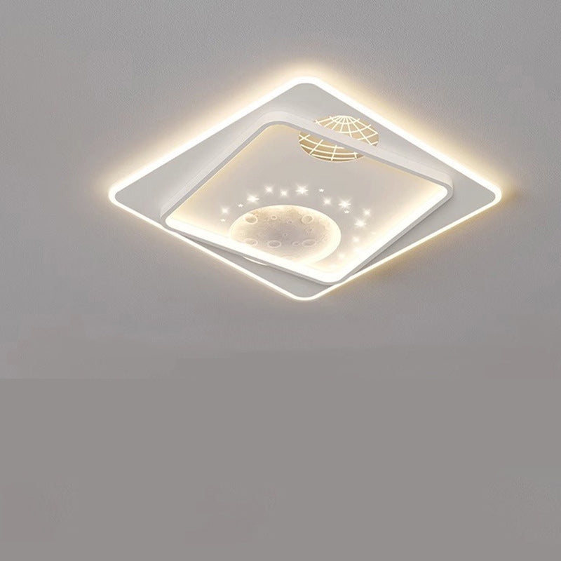 Lampe de plafond LED moderne et créative ronde carrée rectangulaire en fer aluminium silicone résine acrylique pour chambre à coucher 