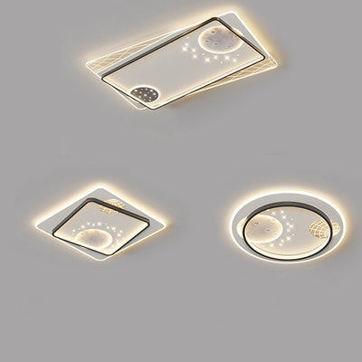 Lampe de plafond LED moderne et créative ronde carrée rectangulaire en fer aluminium silicone résine acrylique pour chambre à coucher 