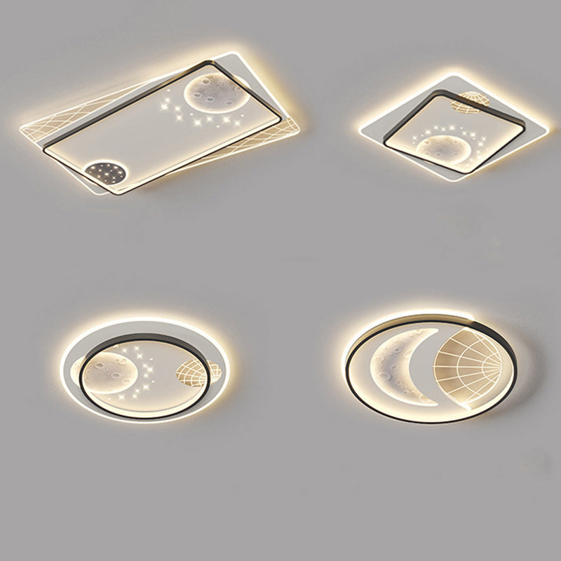 Lampe de plafond LED moderne et créative ronde carrée rectangulaire en fer aluminium silicone résine acrylique pour chambre à coucher 