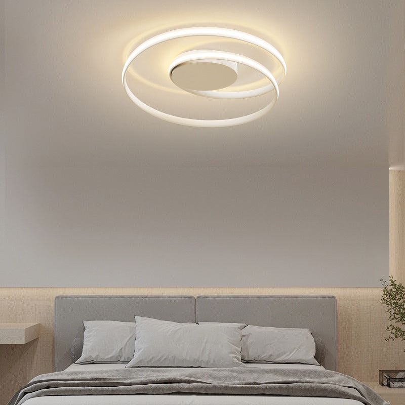 Plafonnier semi-encastré LED en aluminium et silicone à double rond moderne minimaliste pour chambre à coucher 