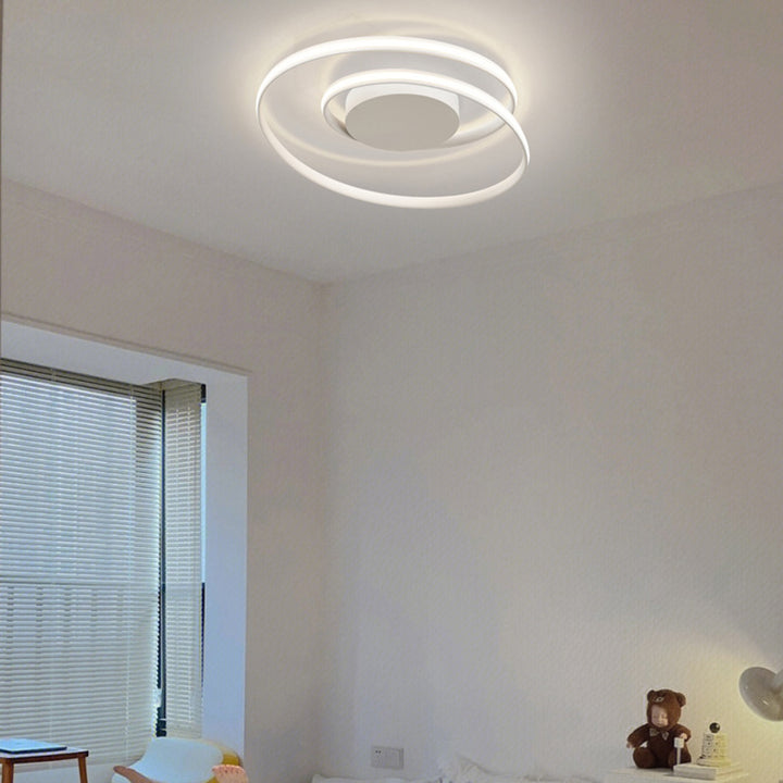 Plafonnier semi-encastré LED en aluminium et silicone à double rond moderne minimaliste pour chambre à coucher 